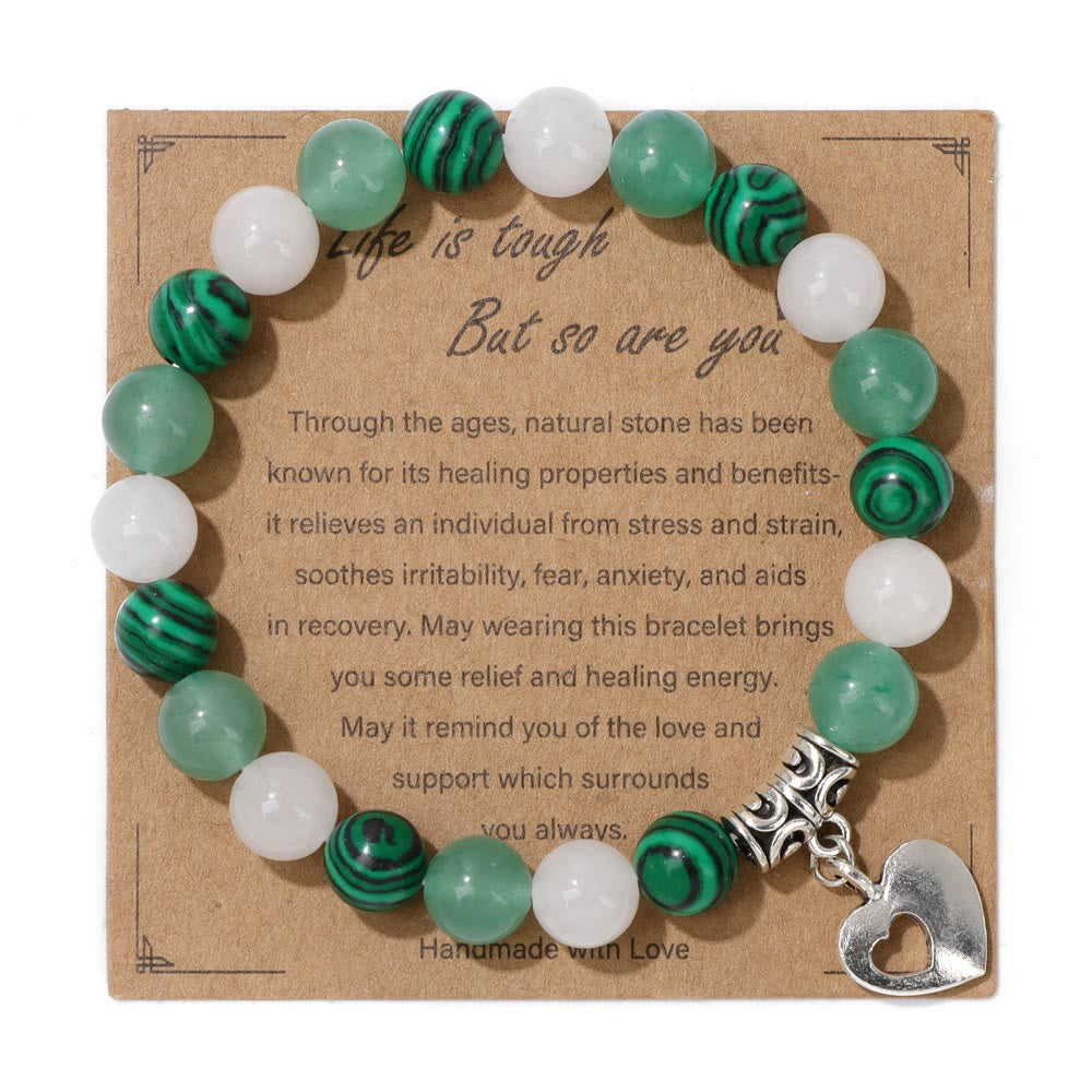 Bracelet pendentif amour en perles de cristal naturel Olivenorma