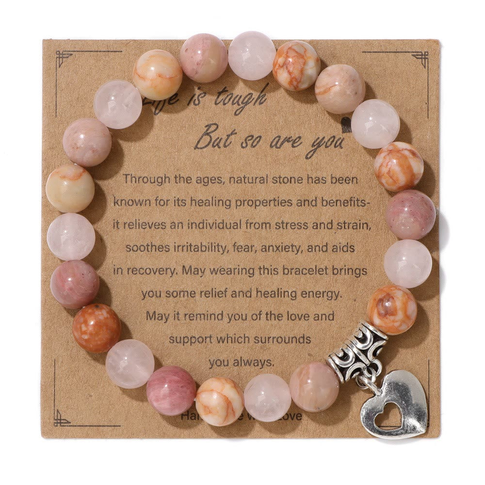 Bracelet pendentif amour en perles de cristal naturel Olivenorma