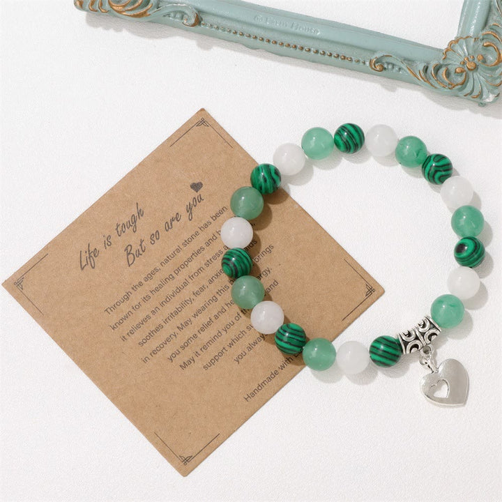 Bracelet pendentif amour en perles de cristal naturel Olivenorma