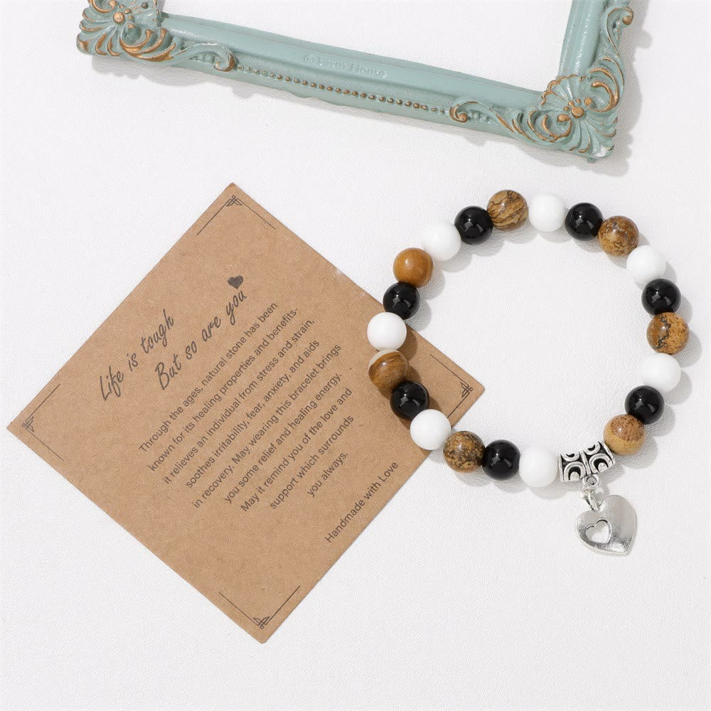 Bracelet pendentif amour en perles de cristal naturel Olivenorma