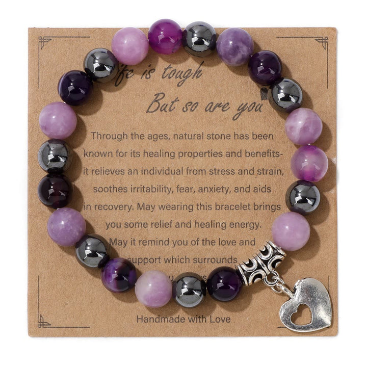 Bracelet pendentif amour en perles de cristal naturel Olivenorma