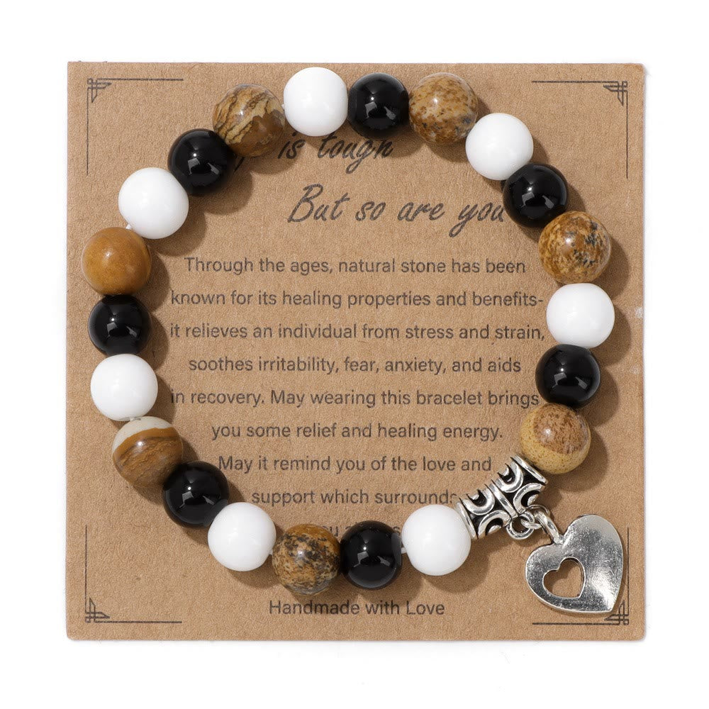 Bracelet pendentif amour en perles de cristal naturel Olivenorma