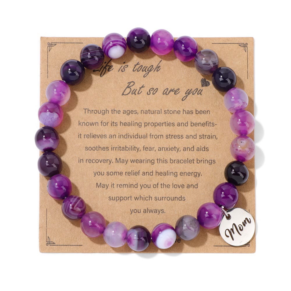 Bracelet pendentif maman en perles d'agate en cristal naturel Olivenorma