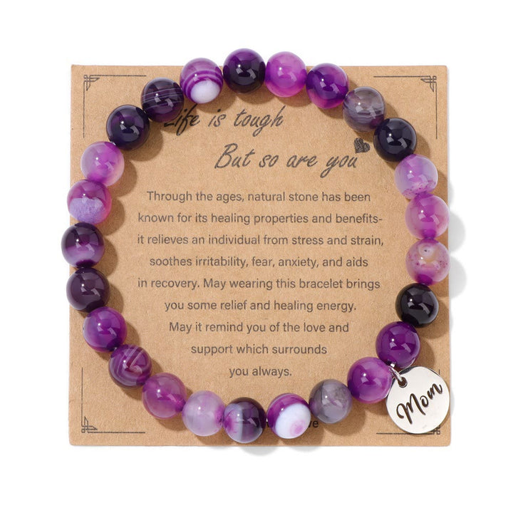 Bracelet pendentif maman en perles d'agate en cristal naturel Olivenorma