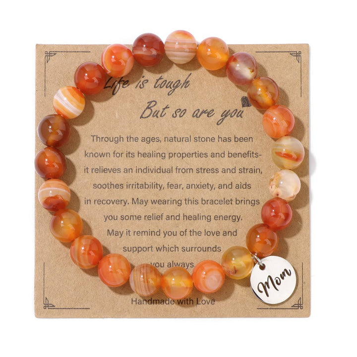 Bracelet pendentif maman en perles d'agate en cristal naturel Olivenorma