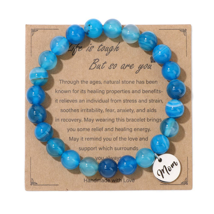 Bracelet pendentif maman en perles d'agate en cristal naturel Olivenorma
