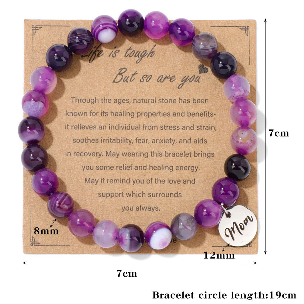 Bracelet pendentif maman en perles d'agate en cristal naturel Olivenorma