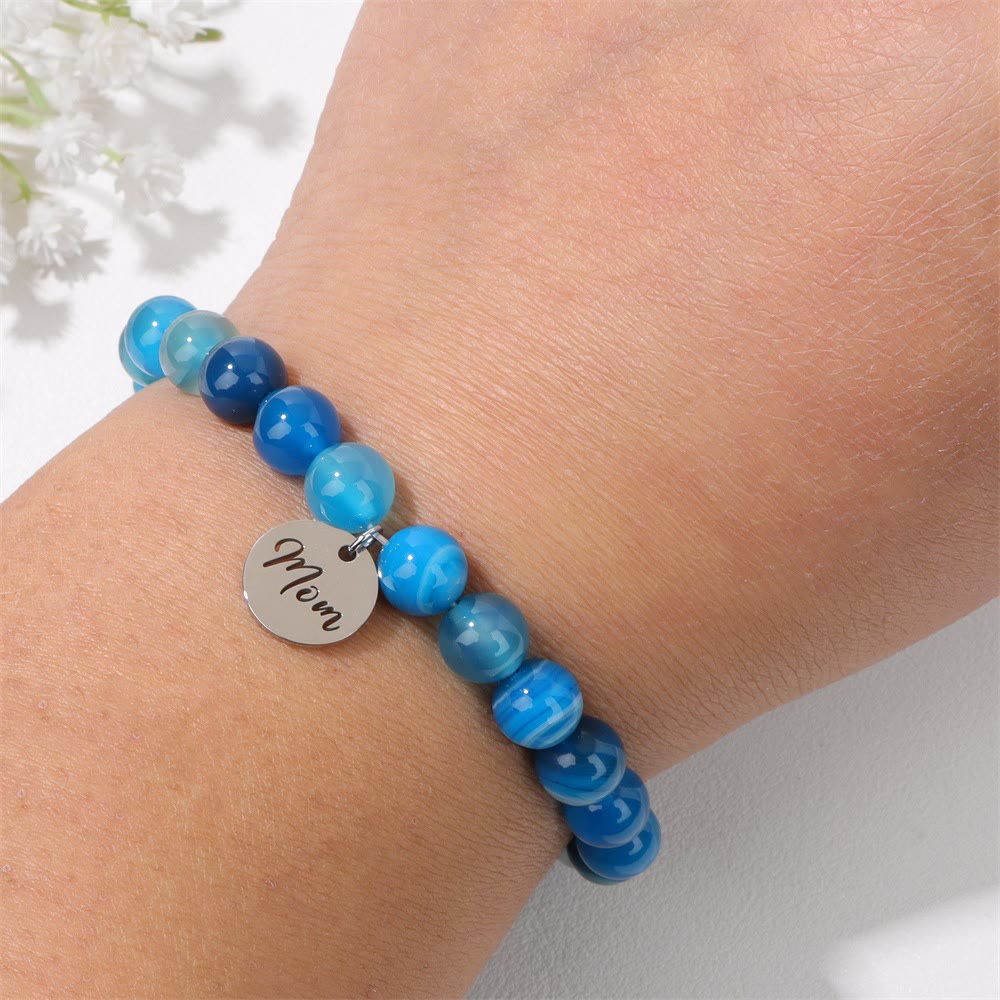 Bracelet pendentif maman en perles d'agate en cristal naturel Olivenorma