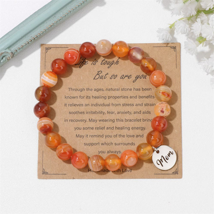 Bracelet pendentif maman en perles d'agate en cristal naturel Olivenorma