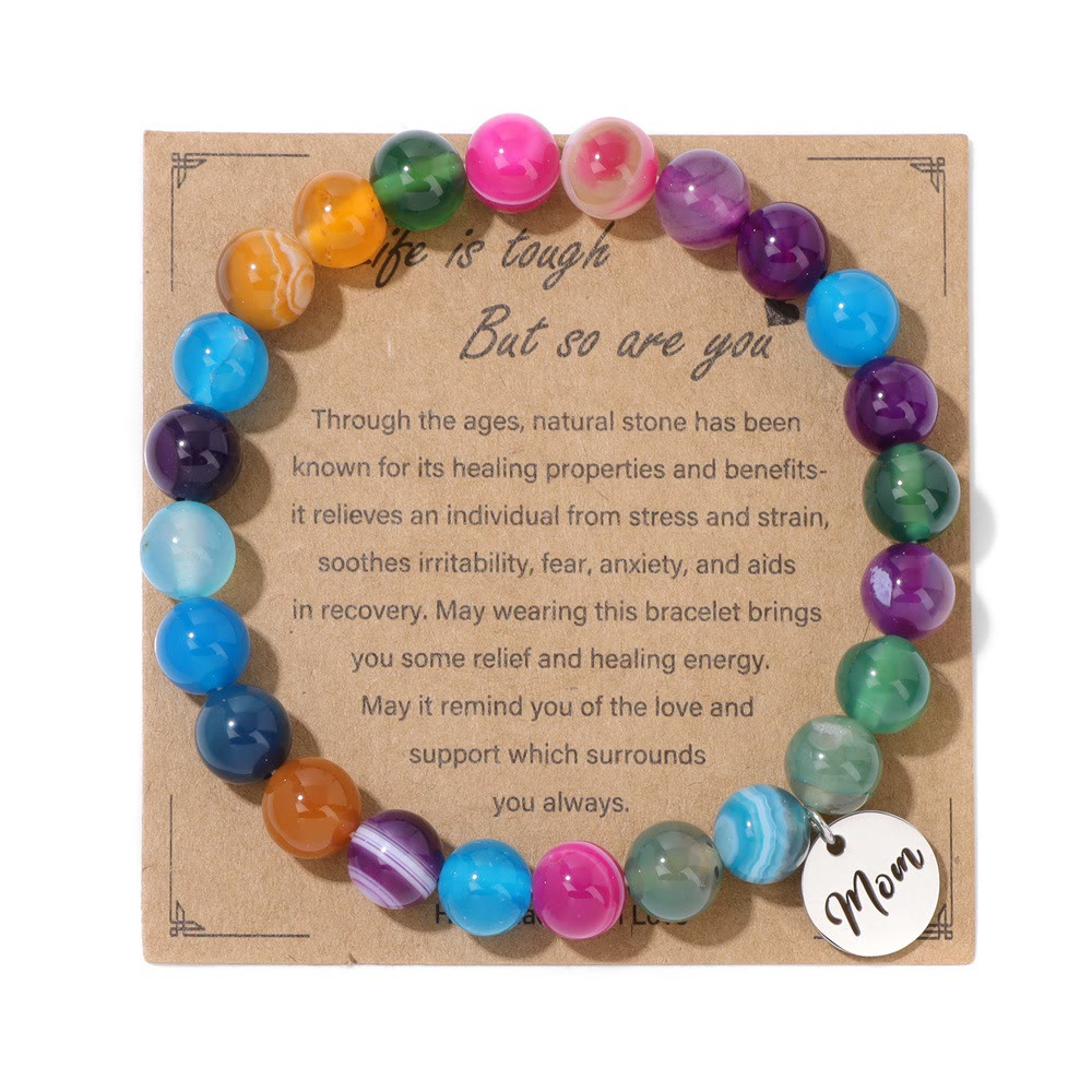 Bracelet pendentif maman en perles d'agate en cristal naturel Olivenorma