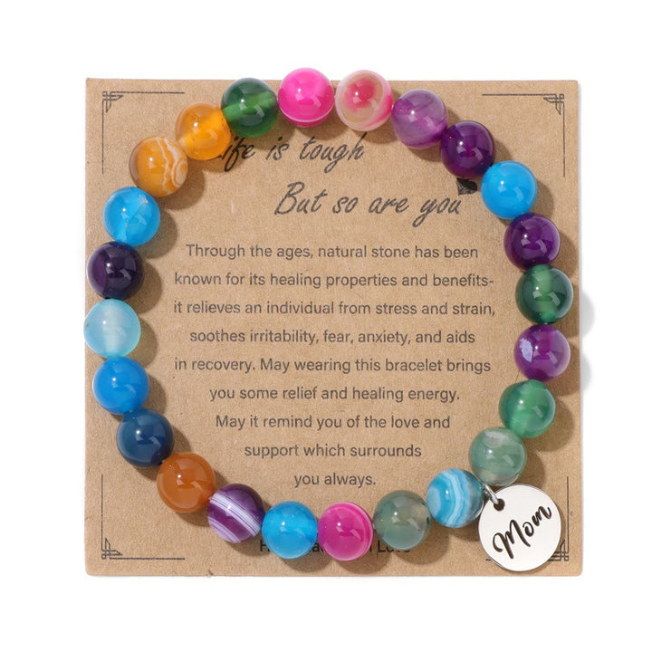 Bracelet pendentif maman en perles d'agate en cristal naturel Olivenorma