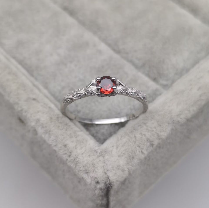 Bague simple Olivenorma avec zircone améthyste violette incrustée 