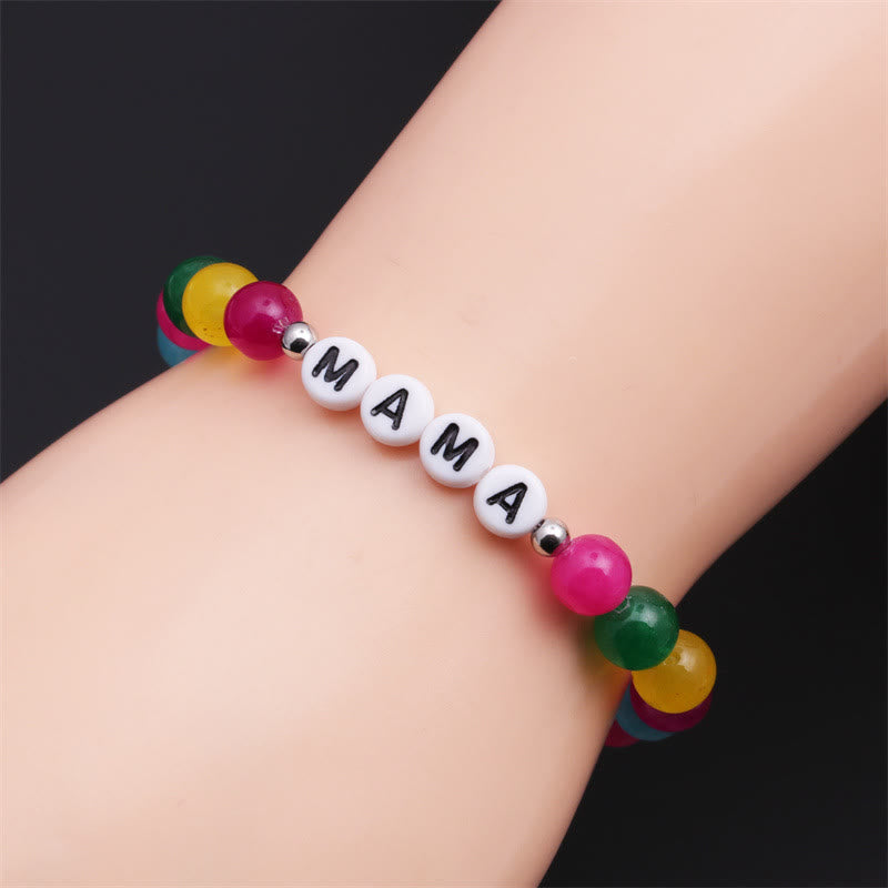 Bracelet en perles de pierre naturelle colorée Olivenorma "MOM" - image 3