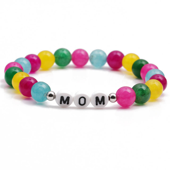 Bracelet en perles de pierre naturelle colorée Olivenorma "MOM" - MOM - image 0