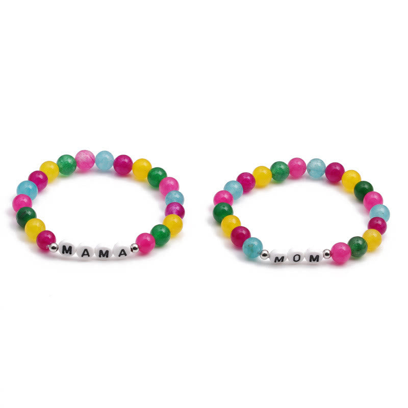 Bracelet en perles de pierre naturelle colorée Olivenorma "MOM" - image 4