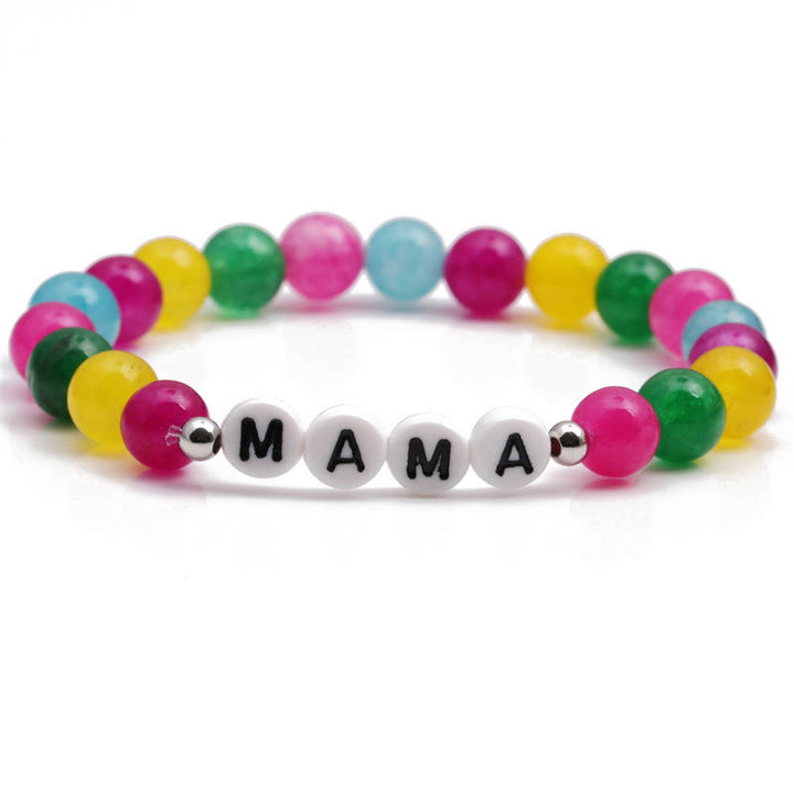 Bracelet en perles de pierre naturelle colorée Olivenorma "MOM" - MAMAN - image 2