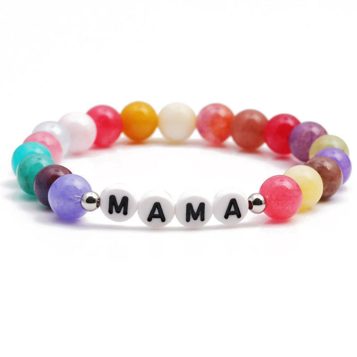 Bracelet en perles de pierre de couleur naturelle Olivenorma « MAMA » - MAMAN - image 0