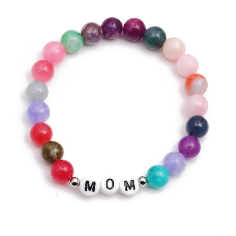 Bracelet en perles de pierre de couleur naturelle Olivenorma « MAMA » - image 4