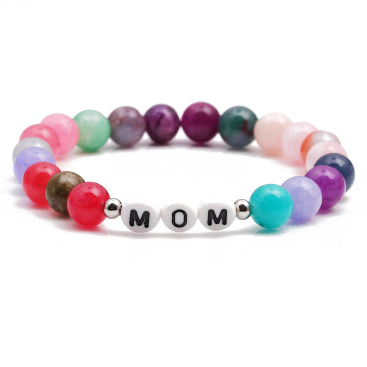 Bracelet en perles de pierre de couleur naturelle Olivenorma « MAMA » - MOM - image 3