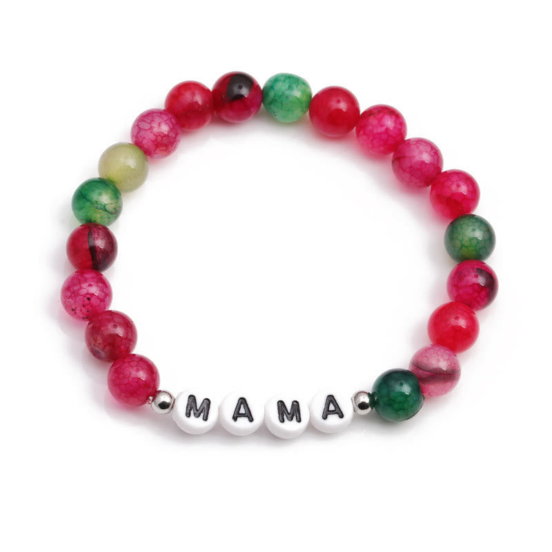 Bracelet de perles turquoise rouge vert Olivenorma « MAMA » - image 2