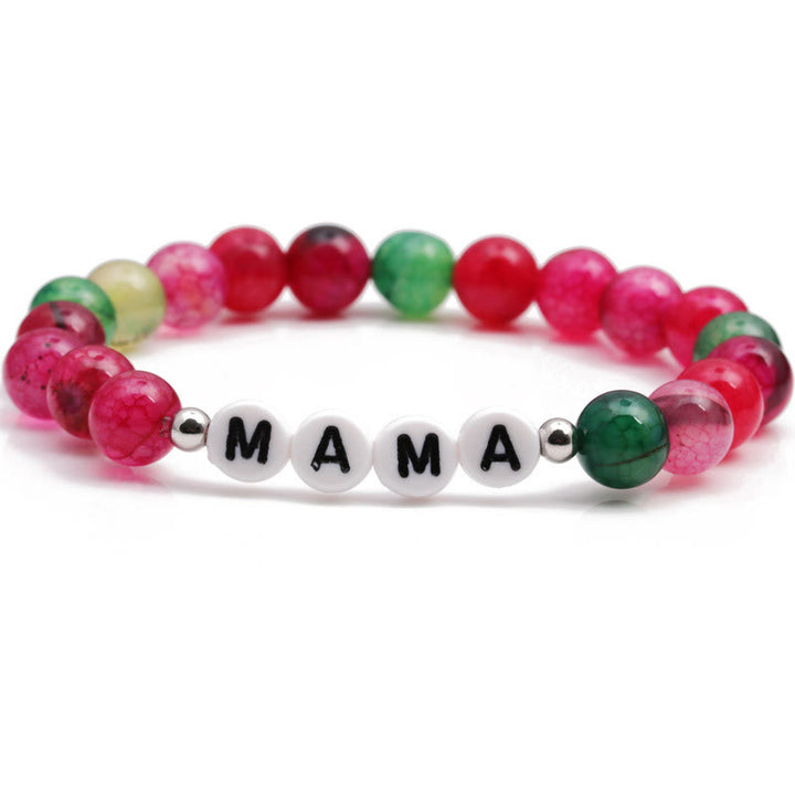Bracelet de perles turquoise rouge vert Olivenorma « MAMA » - MAMAN - image 0