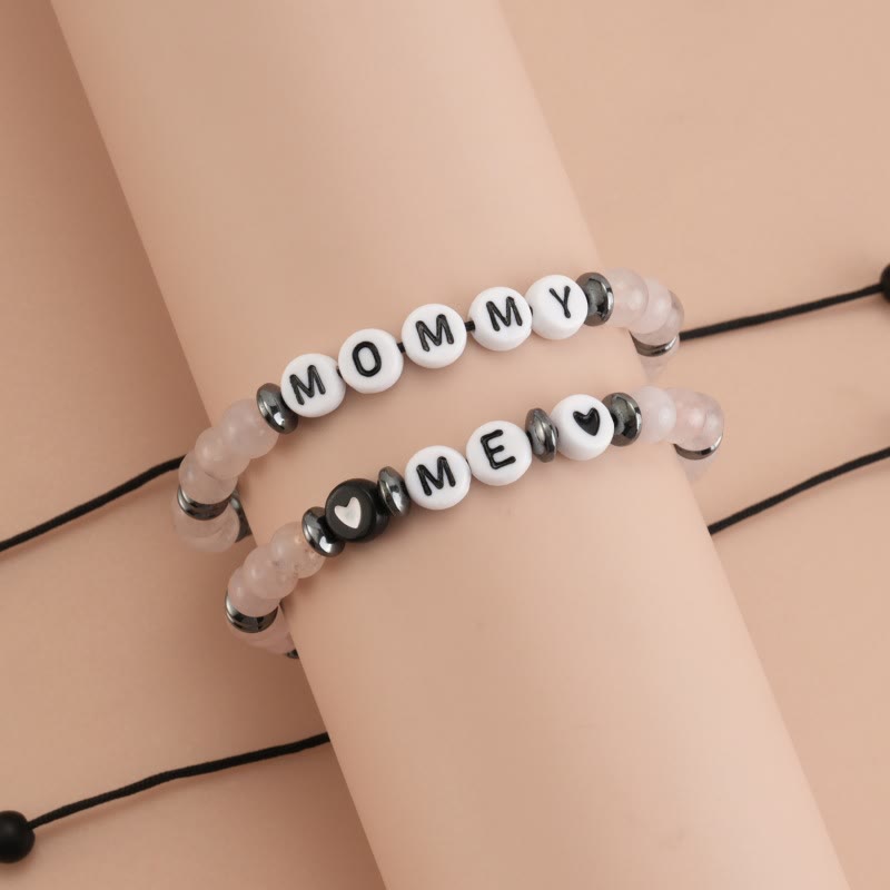 Ensemble de bracelets en perles d'hématite cristalline transparente Olivenorma « MOM »