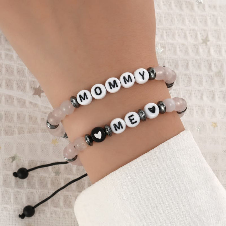 Ensemble de bracelets en perles d'hématite cristalline transparente Olivenorma « MOM »