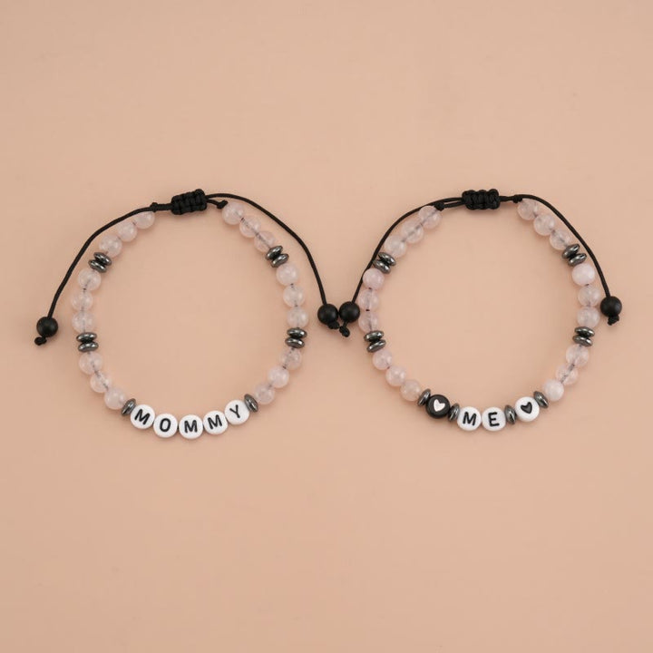 Ensemble de bracelets en perles d'hématite cristalline transparente Olivenorma « MOM »