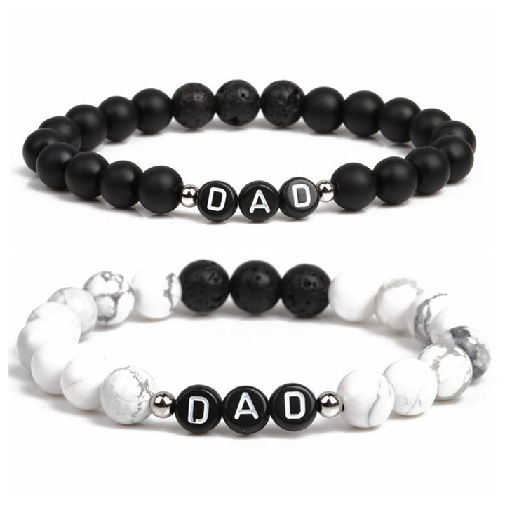 Bracelet de perles en onyx noir et obsidienne turquoise blanche Olivenorma « MOM »