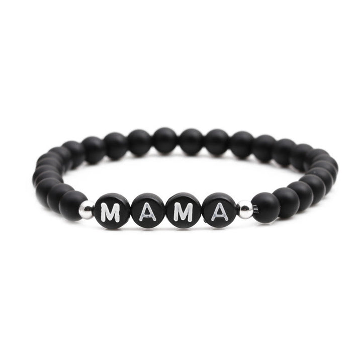 Bracelet de perles en onyx noir et obsidienne turquoise blanche Olivenorma « MOM »