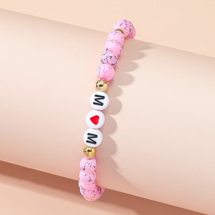 Bracelet Olivenorma "MOM" en turquoise rose 