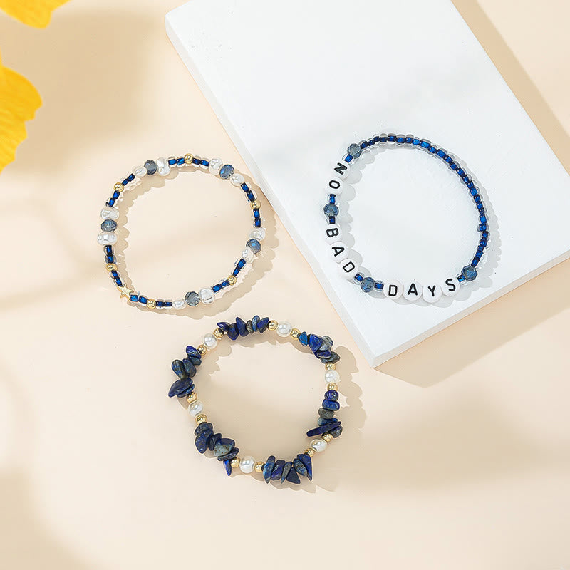 Ensemble de bracelets à trois rangs en perles de cristal Olivenorma « No Bad Days » 