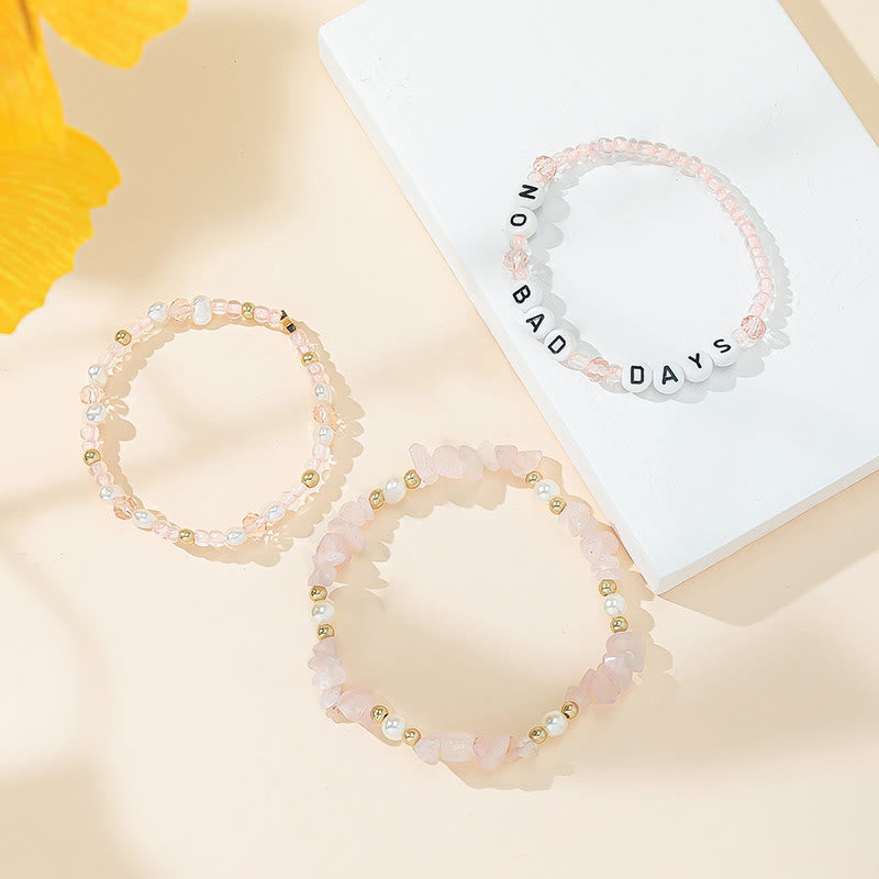 Ensemble de bracelets à trois rangs en perles de cristal Olivenorma « No Bad Days » 