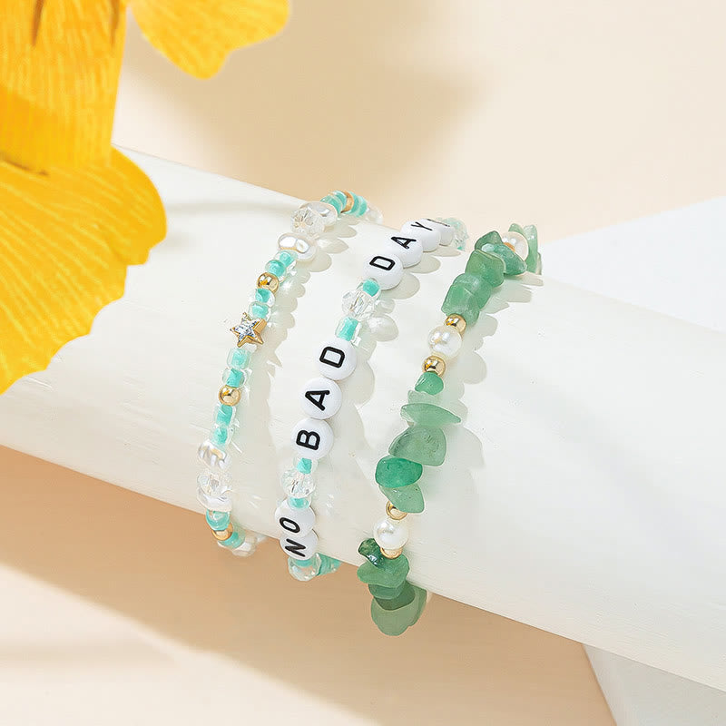 Ensemble de bracelets à trois rangs en perles de cristal Olivenorma « No Bad Days » 