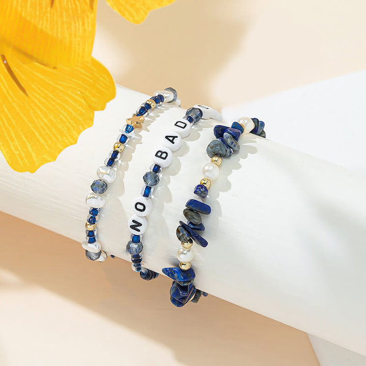 Ensemble de bracelets à trois rangs en perles de cristal Olivenorma « No Bad Days » 