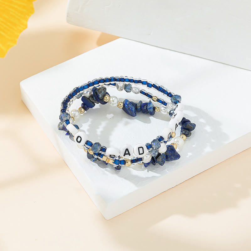 Ensemble de bracelets à trois rangs en perles de cristal Olivenorma « No Bad Days » 