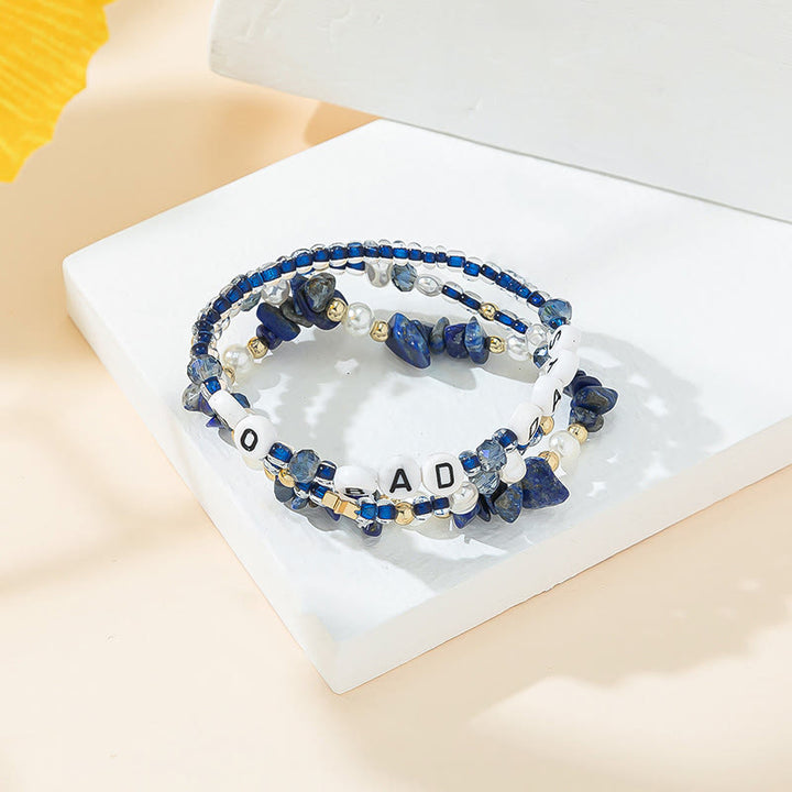 Ensemble de bracelets à trois rangs en perles de cristal Olivenorma « No Bad Days » 
