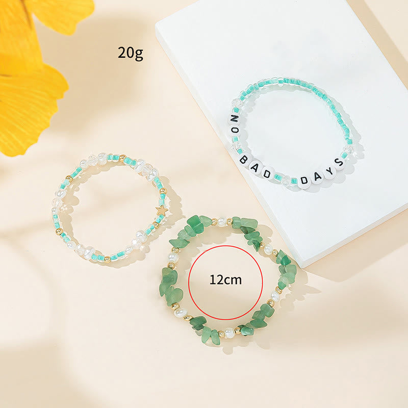 Ensemble de bracelets à trois rangs en perles de cristal Olivenorma « No Bad Days » 