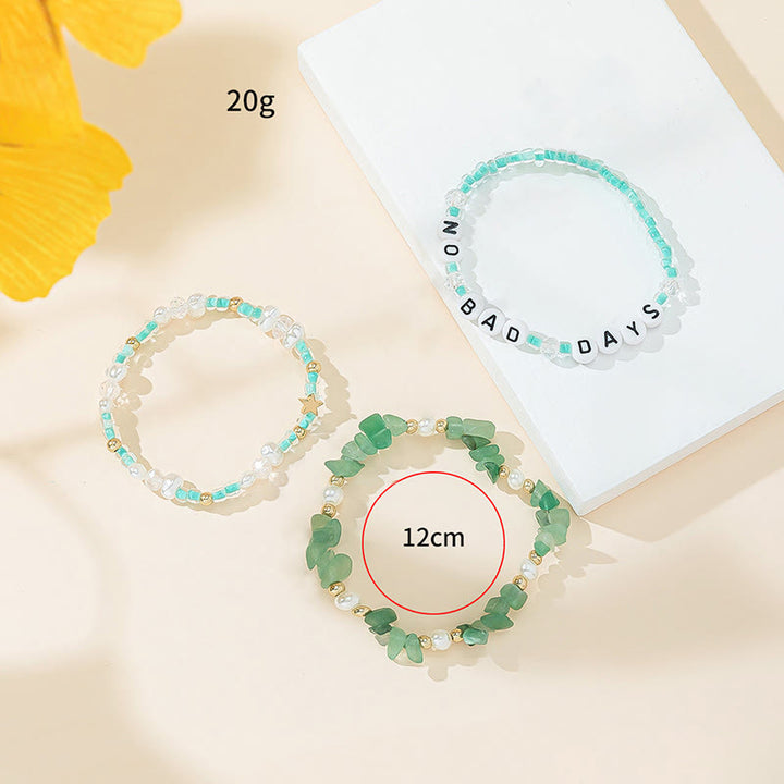 Ensemble de bracelets à trois rangs en perles de cristal Olivenorma « No Bad Days » 