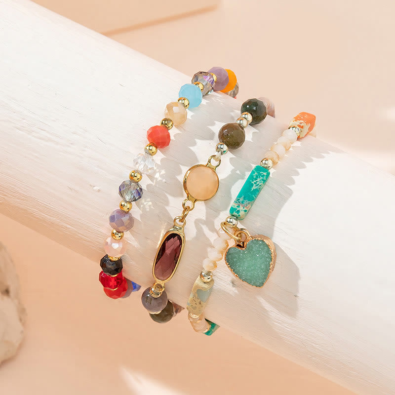 Ensemble de bracelets à trois rangs avec pendentif Love de style bohème Olivenorma