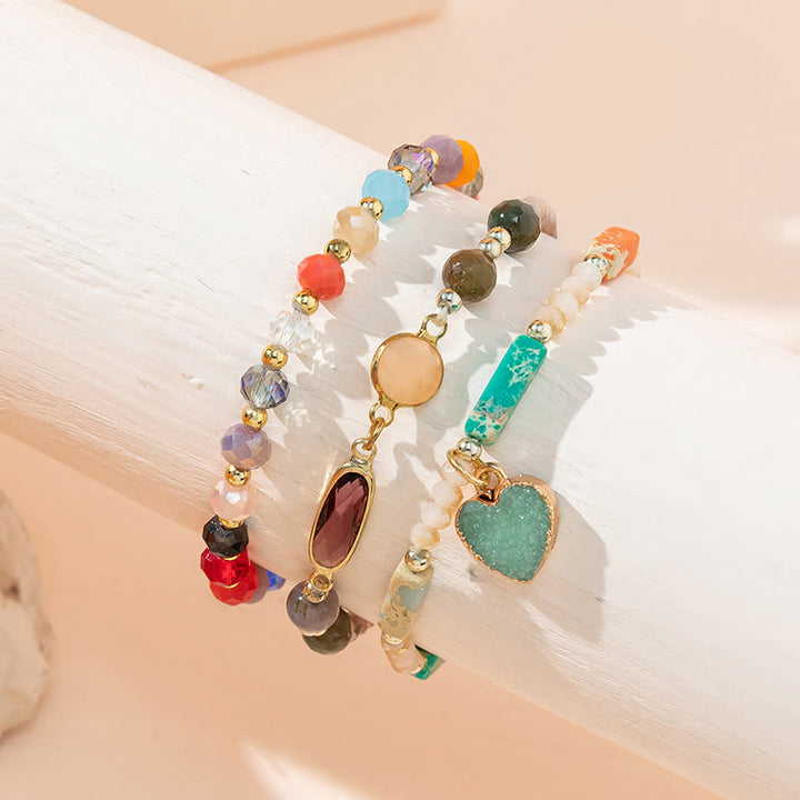 Ensemble de bracelets à trois rangs avec pendentif Love de style bohème Olivenorma