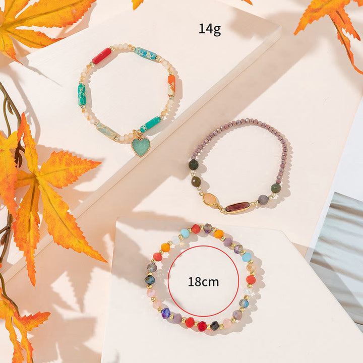Ensemble de bracelets à trois rangs avec pendentif Love de style bohème Olivenorma