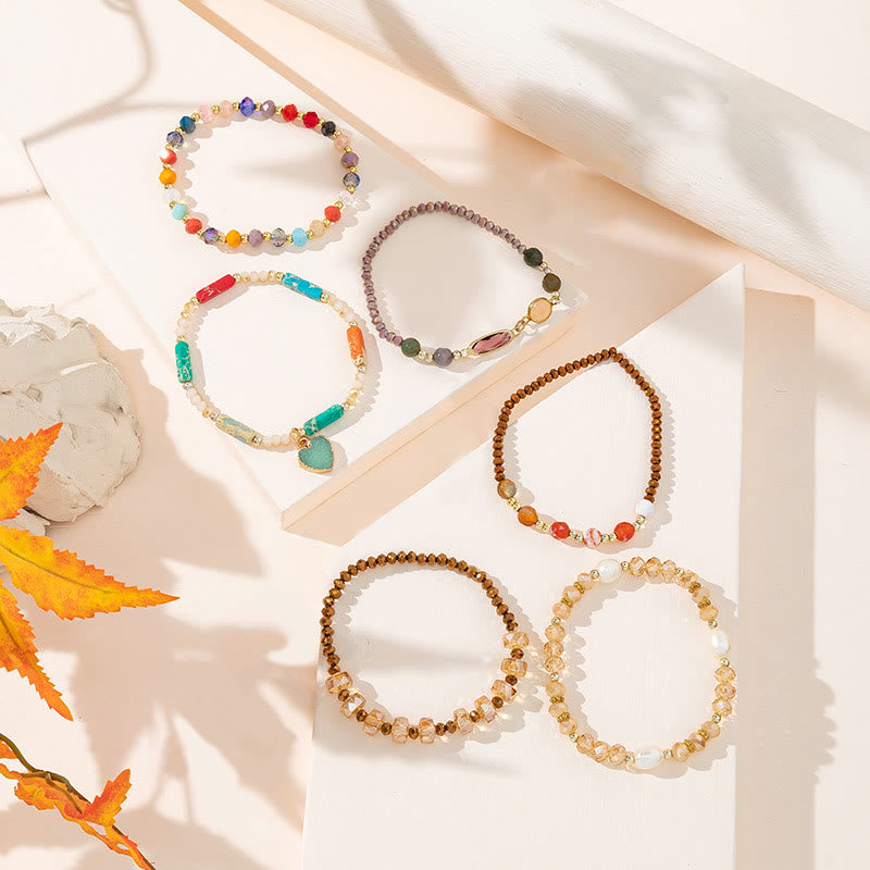 Ensemble de bracelets à trois rangs avec pendentif Love de style bohème Olivenorma