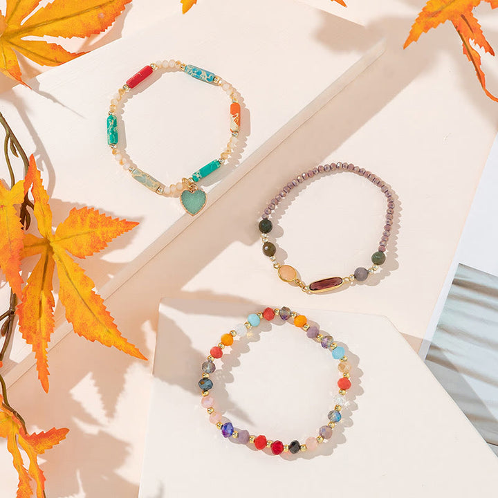 Ensemble de bracelets à trois rangs avec pendentif Love de style bohème Olivenorma