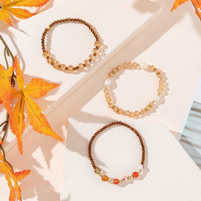 Ensemble de bracelets à trois rangs avec pendentif Love de style bohème Olivenorma