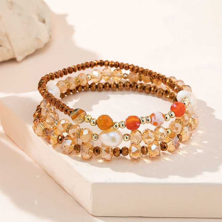 Ensemble de bracelets à trois rangs avec pendentif Love de style bohème Olivenorma