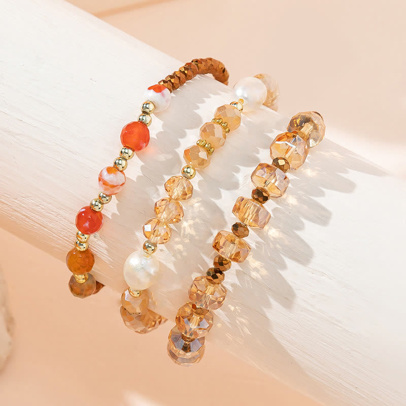 Ensemble de bracelets à trois rangs avec pendentif Love de style bohème Olivenorma