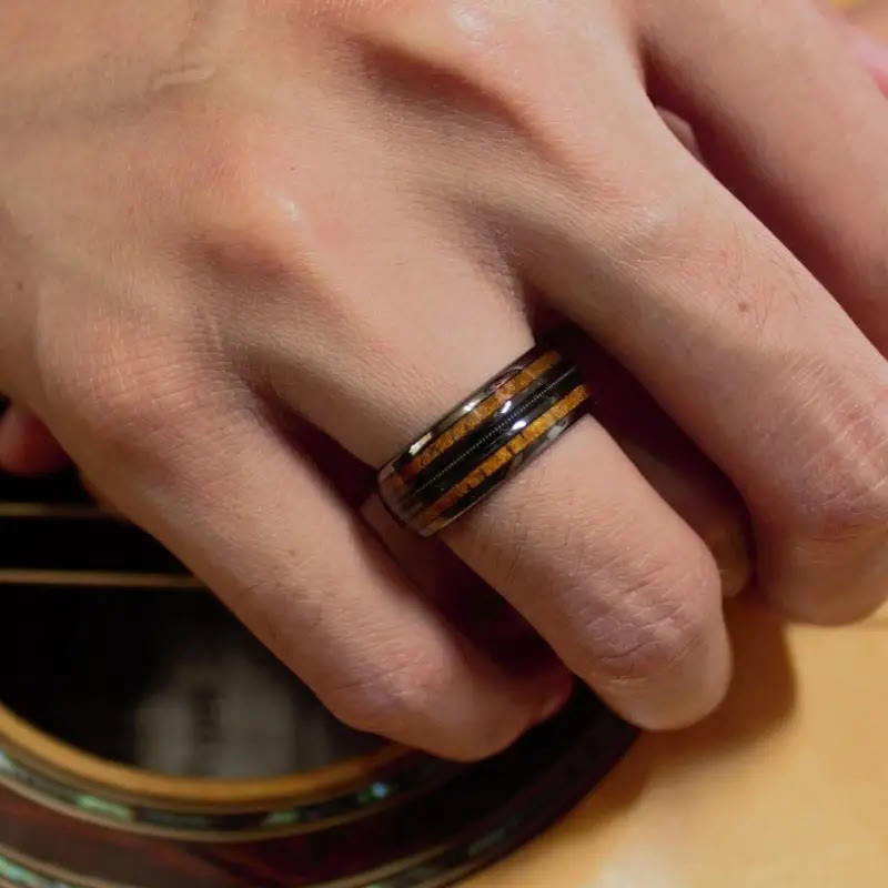 Corde de guitare Olivenorma Hawaiian Koa Gunmetal Anneau en tungstène