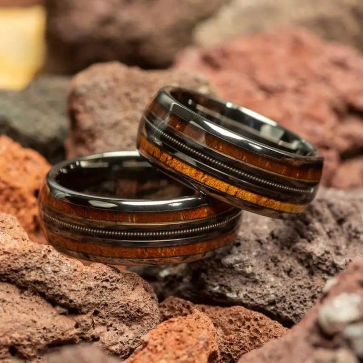 Corde de guitare Olivenorma Hawaiian Koa Gunmetal Anneau en tungstène
