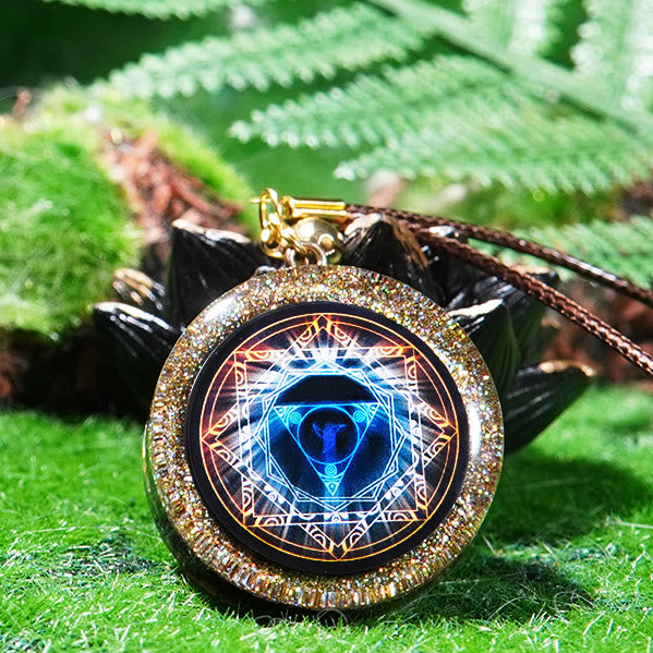 Collier Orgone Cube de Métatron Obsidienne Olivenorma 